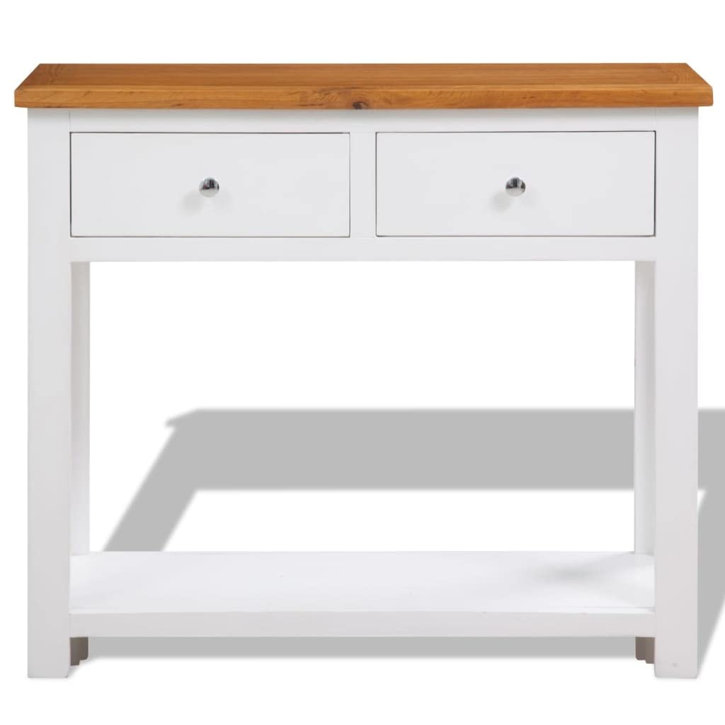 Rustic Brown 2 Drawer Solid Oak & Acacia Console Table Y456