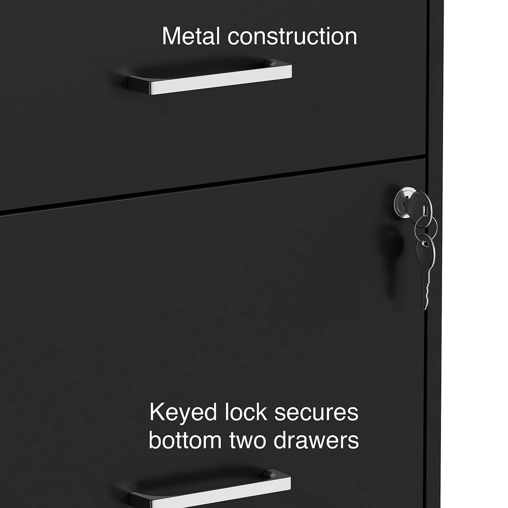 Black 3 Drawer Letter Size File Cabinet H904599
