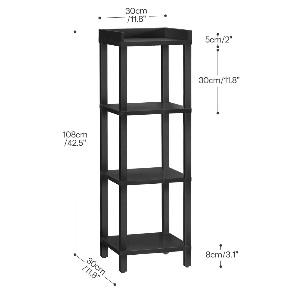 Black 4-Tier Wooden Bookcase A770