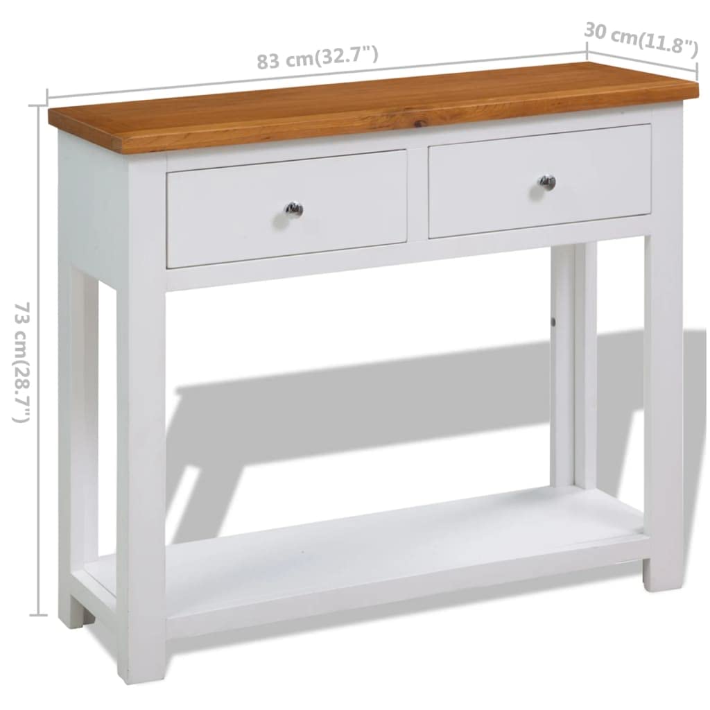 Rustic Brown 2 Drawer Solid Oak & Acacia Console Table Y456