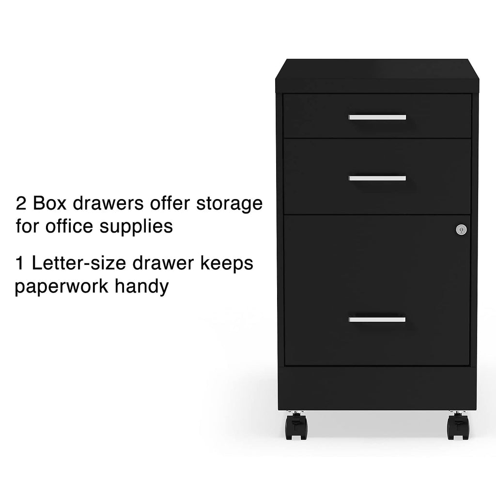 Black 3 Drawer Letter Size File Cabinet H904599