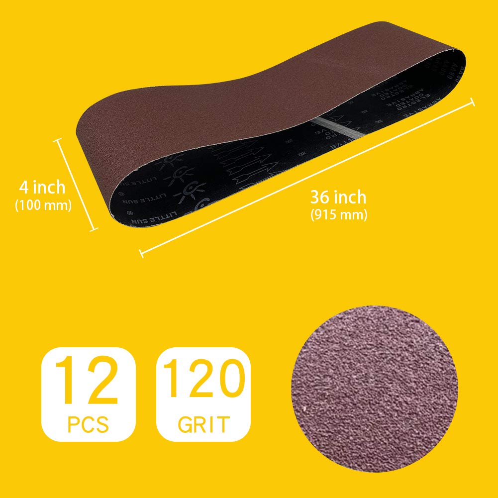 36 Inch 120 Grit Aluminum Oxide Sanding Belt 12 Pack H3691