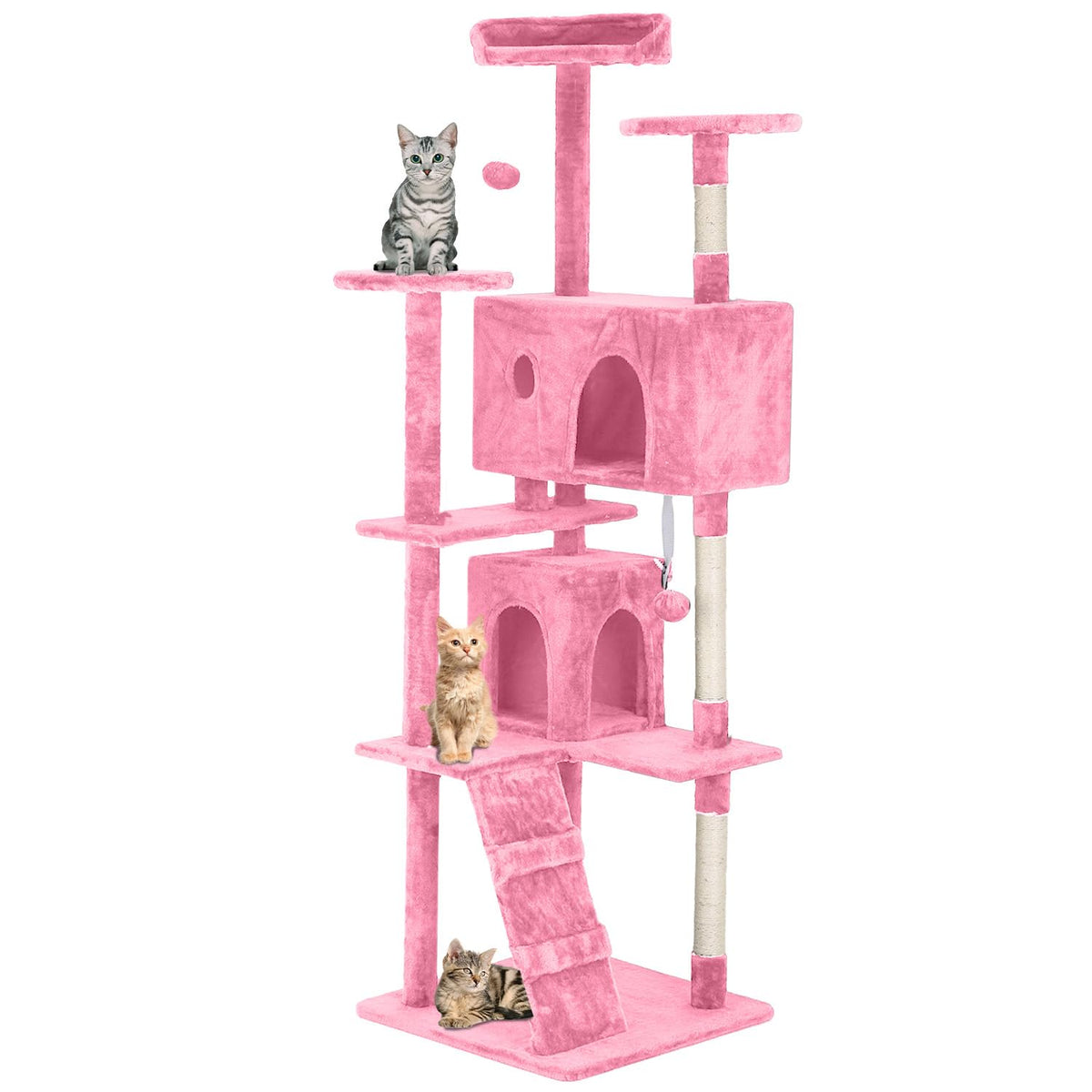 70in Pink Cat Tree with Scratching Post B4565