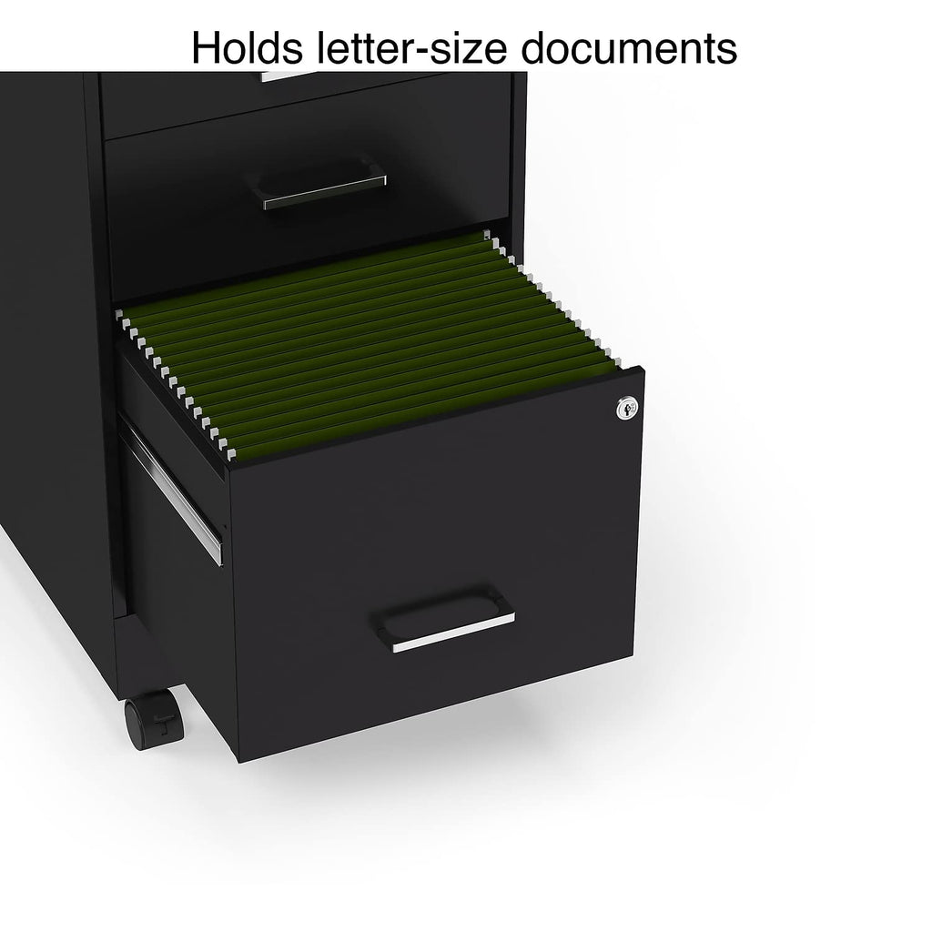Black 3 Drawer Letter Size File Cabinet H904599