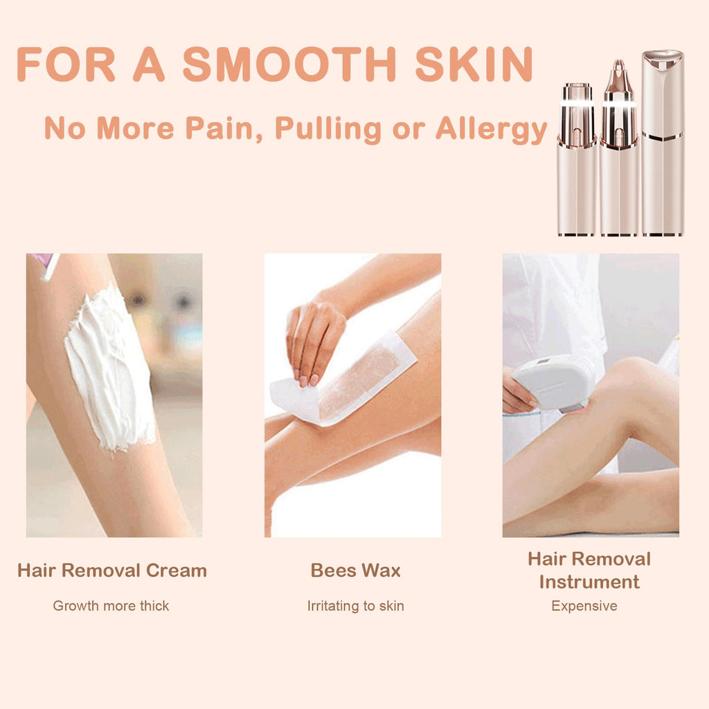 Facial Hair Removal Eyebrow Trimmer 2 in 1 LED Light Rechargeable Q33574