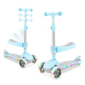 2 in 1 Kids Scooter with Seat, LED Light-Up Wheels, 4 Adjustable Heights D887