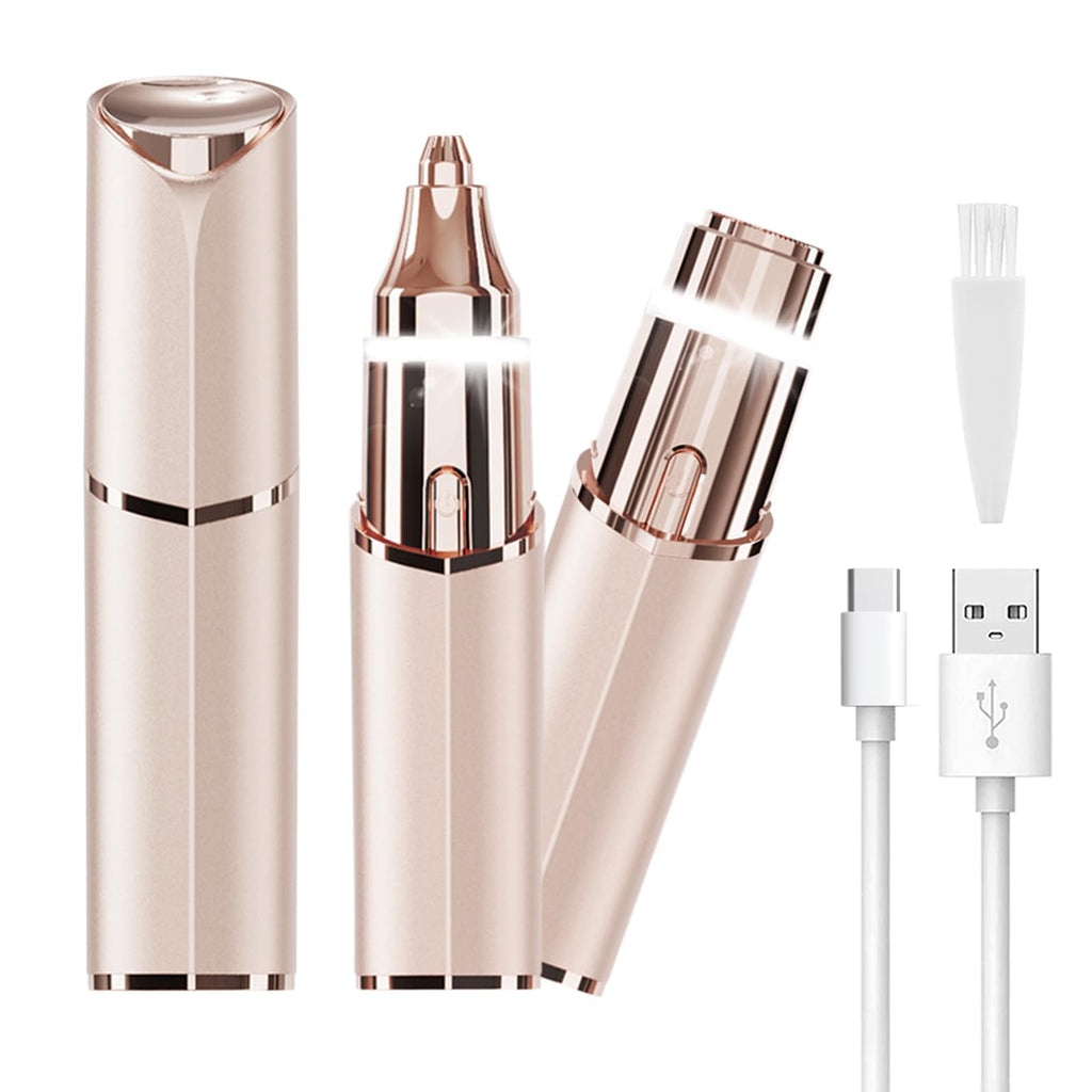 Facial Hair Removal Eyebrow Trimmer 2 in 1 LED Light Rechargeable Q33574