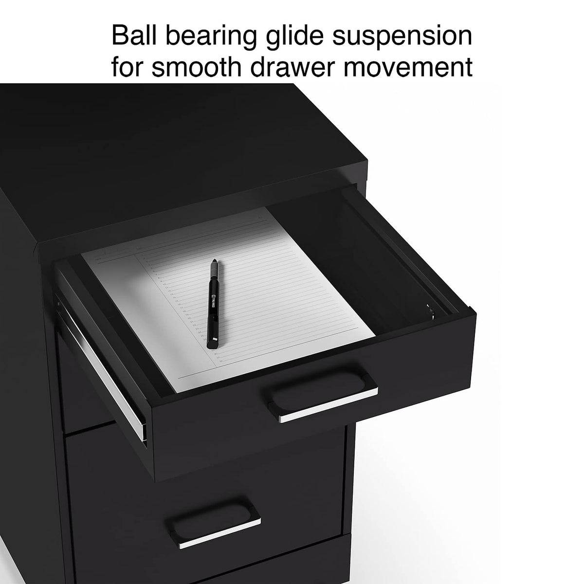 Black 3 Drawer Letter Size File Cabinet H904599