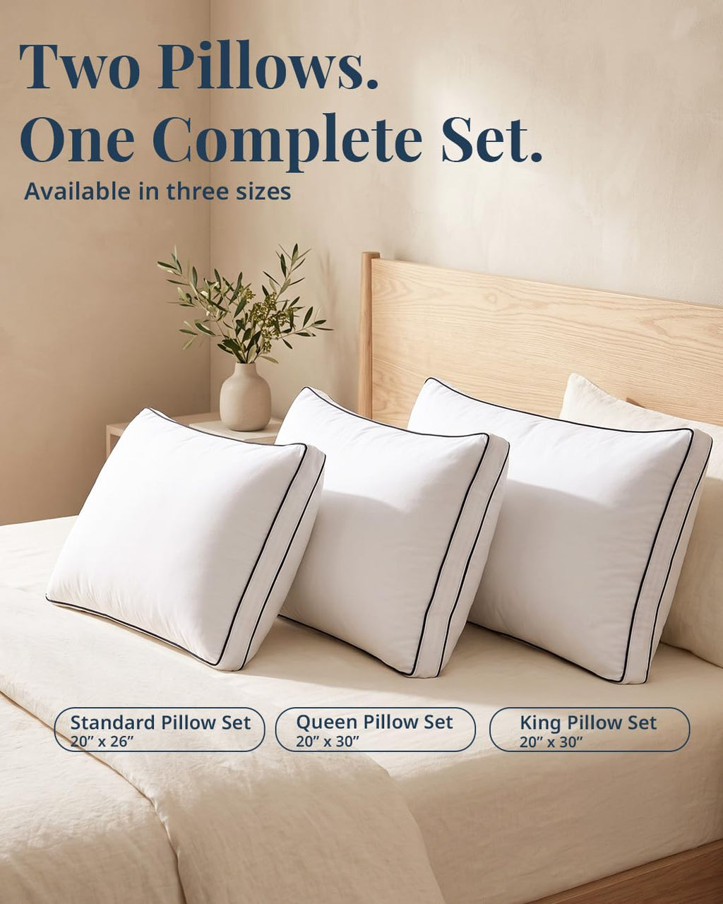 Standard Size White Bed Pillows Set of 2 W141630