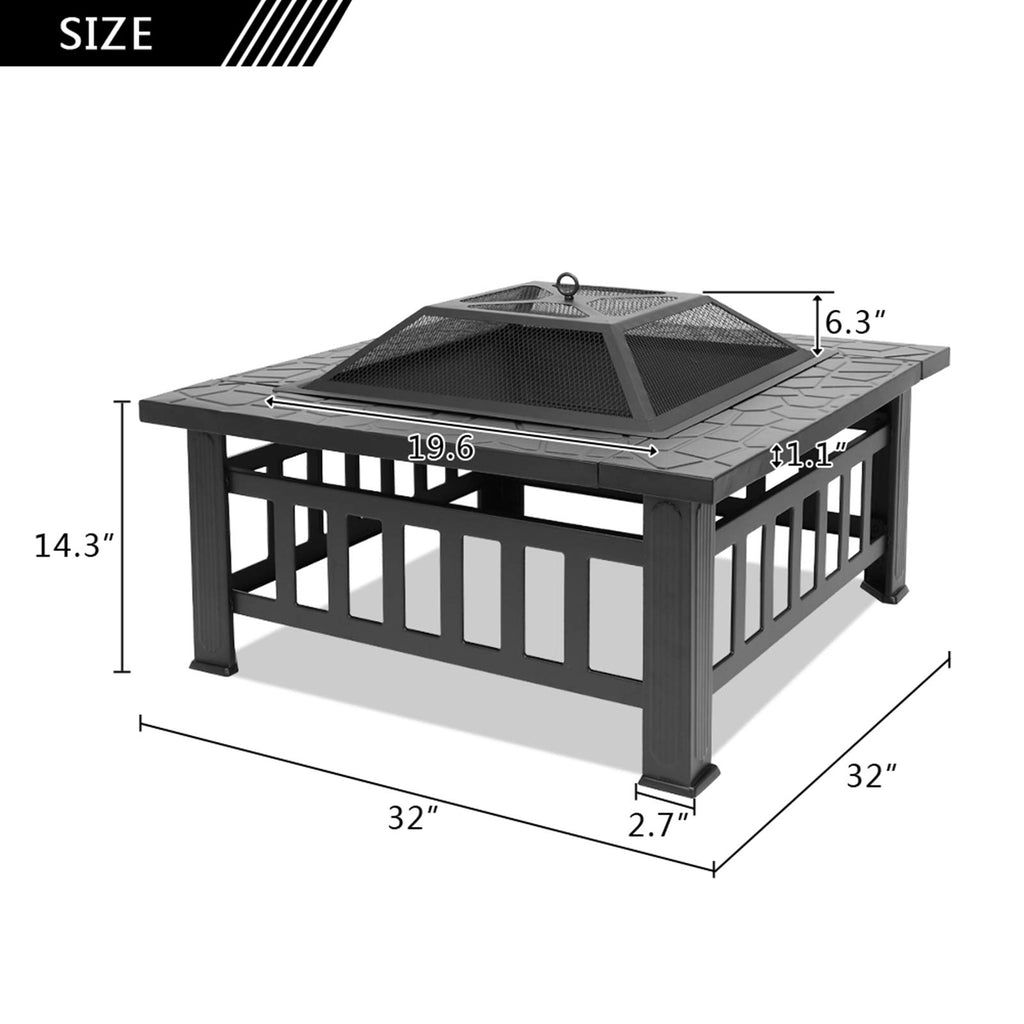 32" Wood Burning Metal Fire Pit with Poker Z450