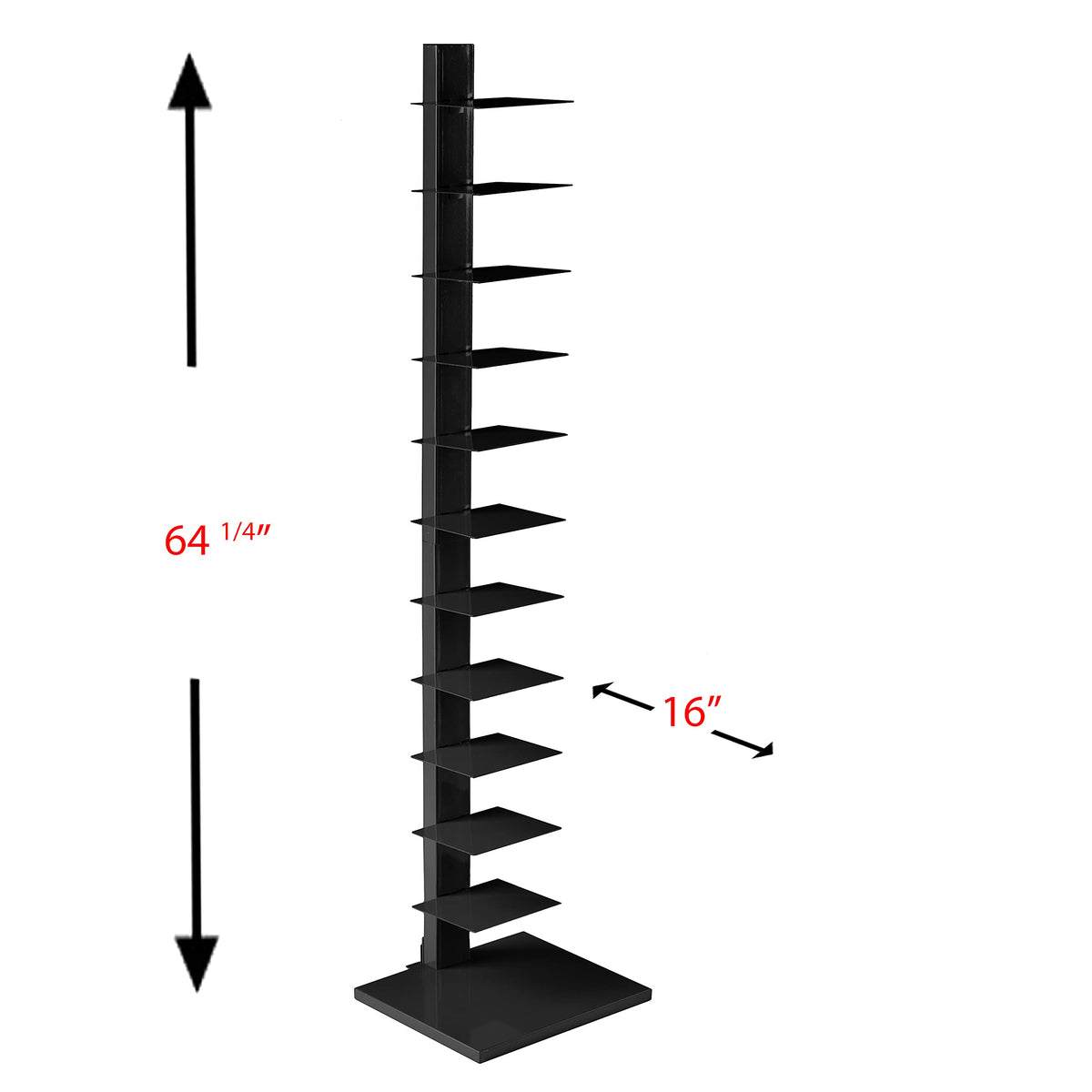 Black 12 Shelf Metal Book Tower E5645