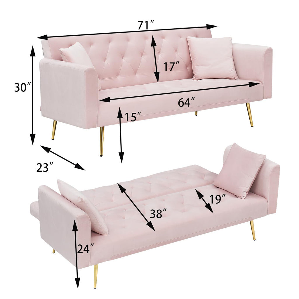 71" Velvet Convertible Sofa Bed M559816