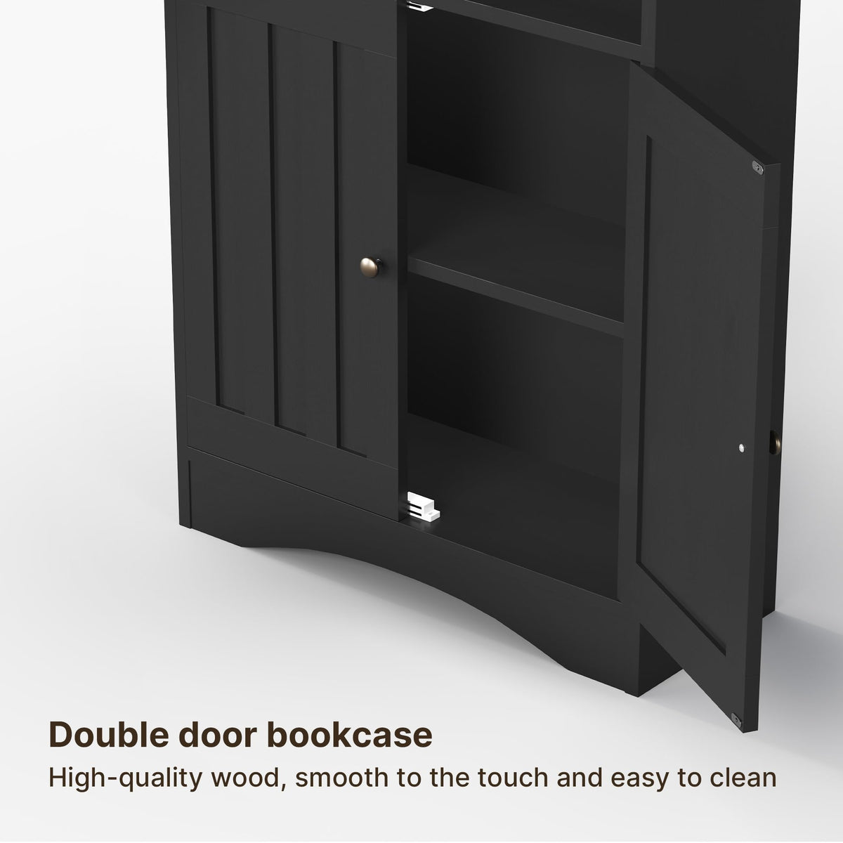 71''H 6-Shelf Black Bookcase with Doors X418917
