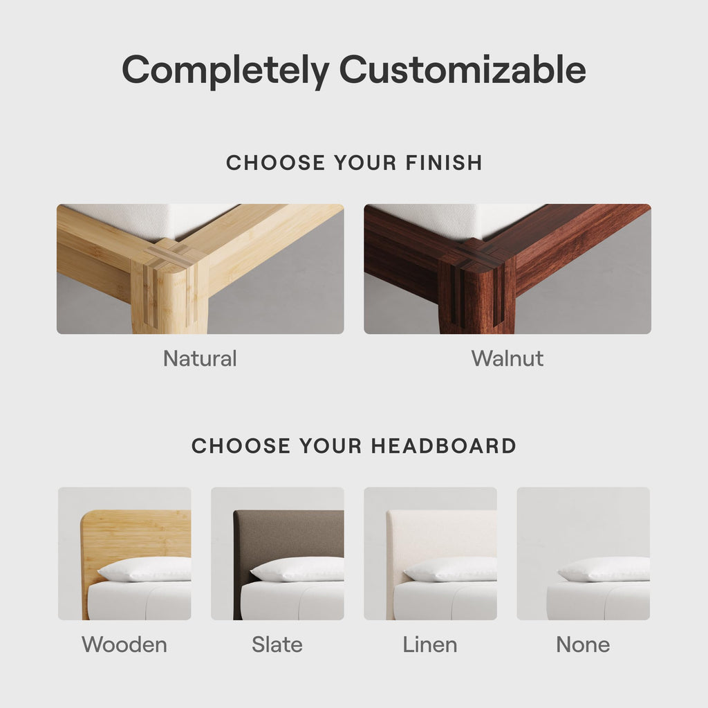 California King Walnut Bamboo Platform Bed Frame M305