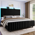 Queen Size Velvet Upholstered Platform Bed Frame with Adjustable Headboard L802947