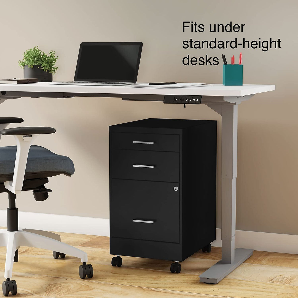 Black 3 Drawer Letter Size File Cabinet H904599