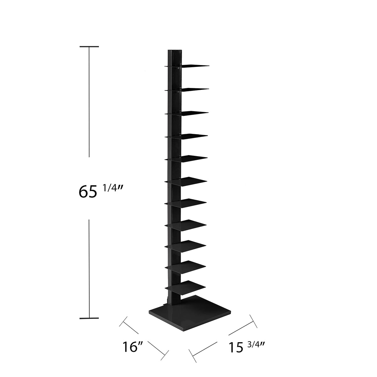 Black 12 Shelf Metal Book Tower E5645