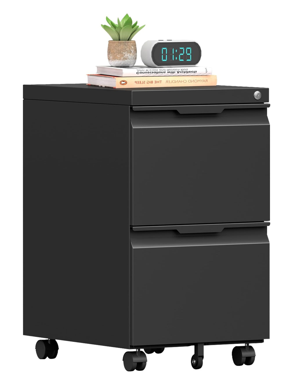 2 Drawer Mobile File Cabinet with Lock X448
