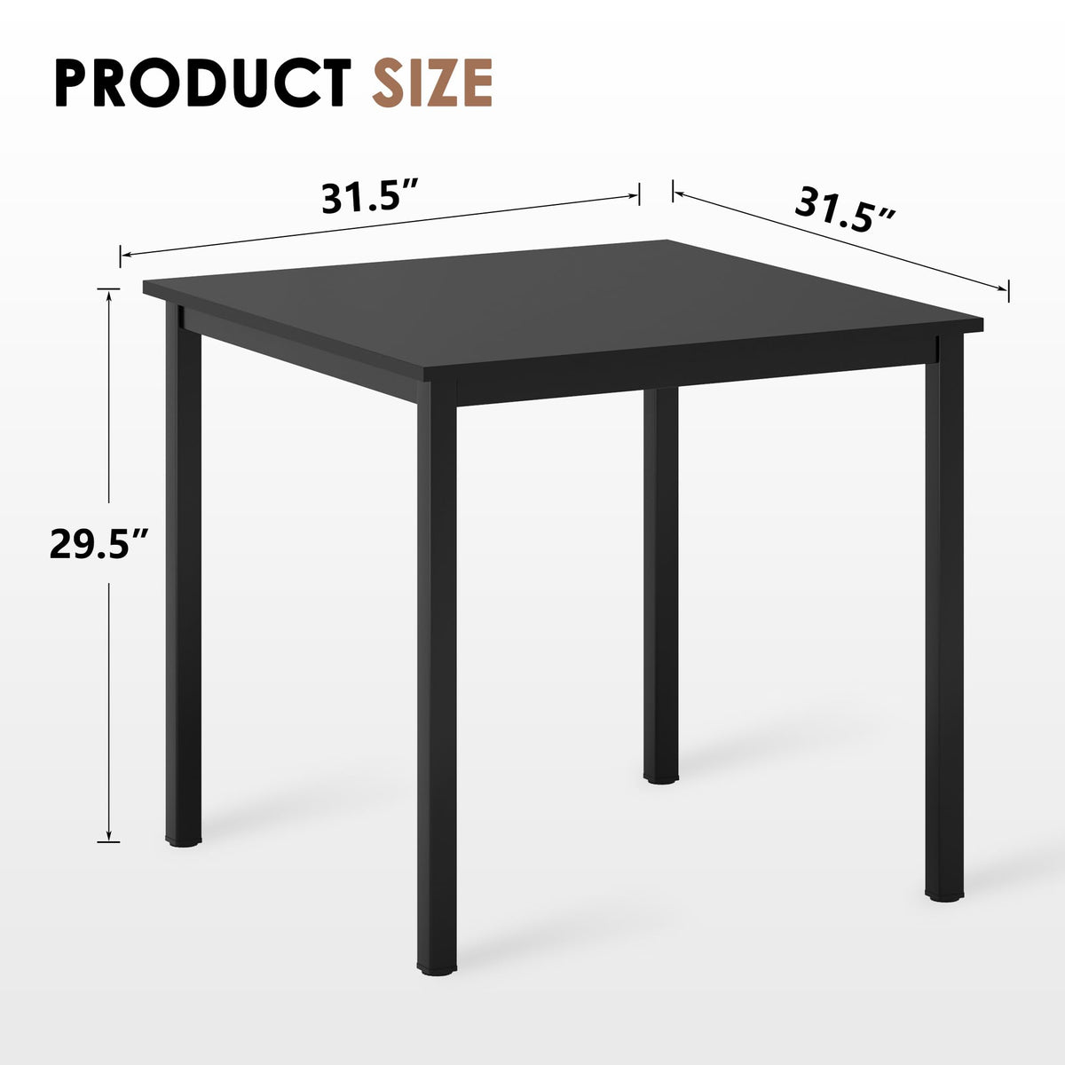 Small Square Dining Table 31.5inch Black E7944