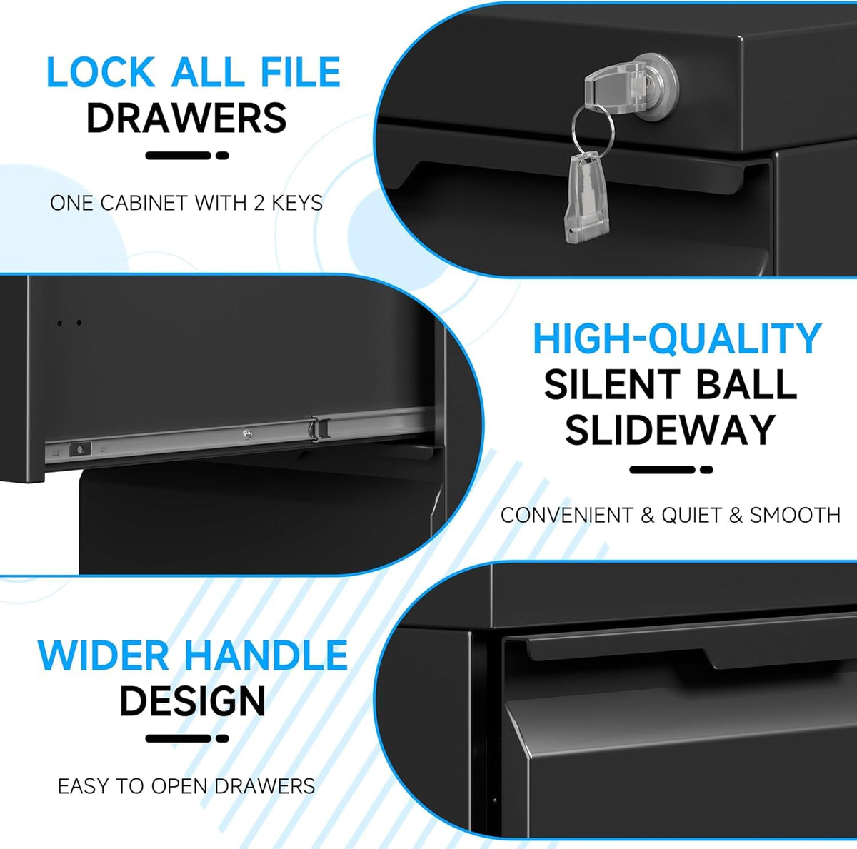 2 Drawer Mobile File Cabinet with Lock X448