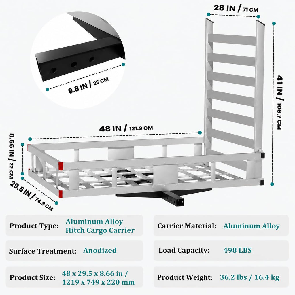 Aluminum Hitch Cargo Carrier with Ramp V818