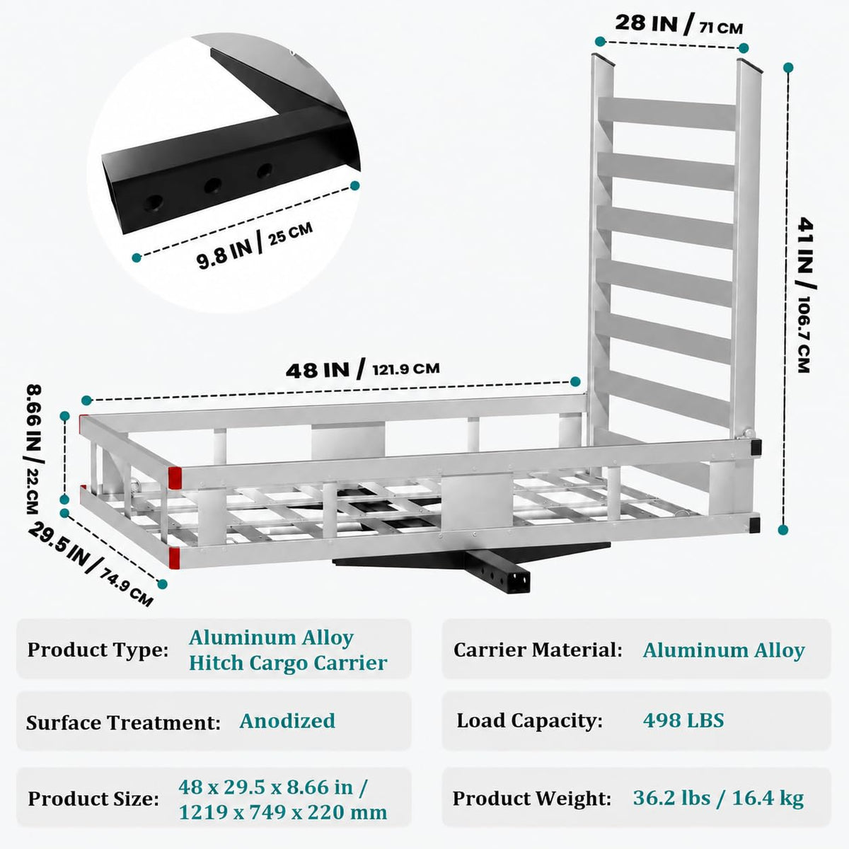 Aluminum Hitch Cargo Carrier with Ramp V818