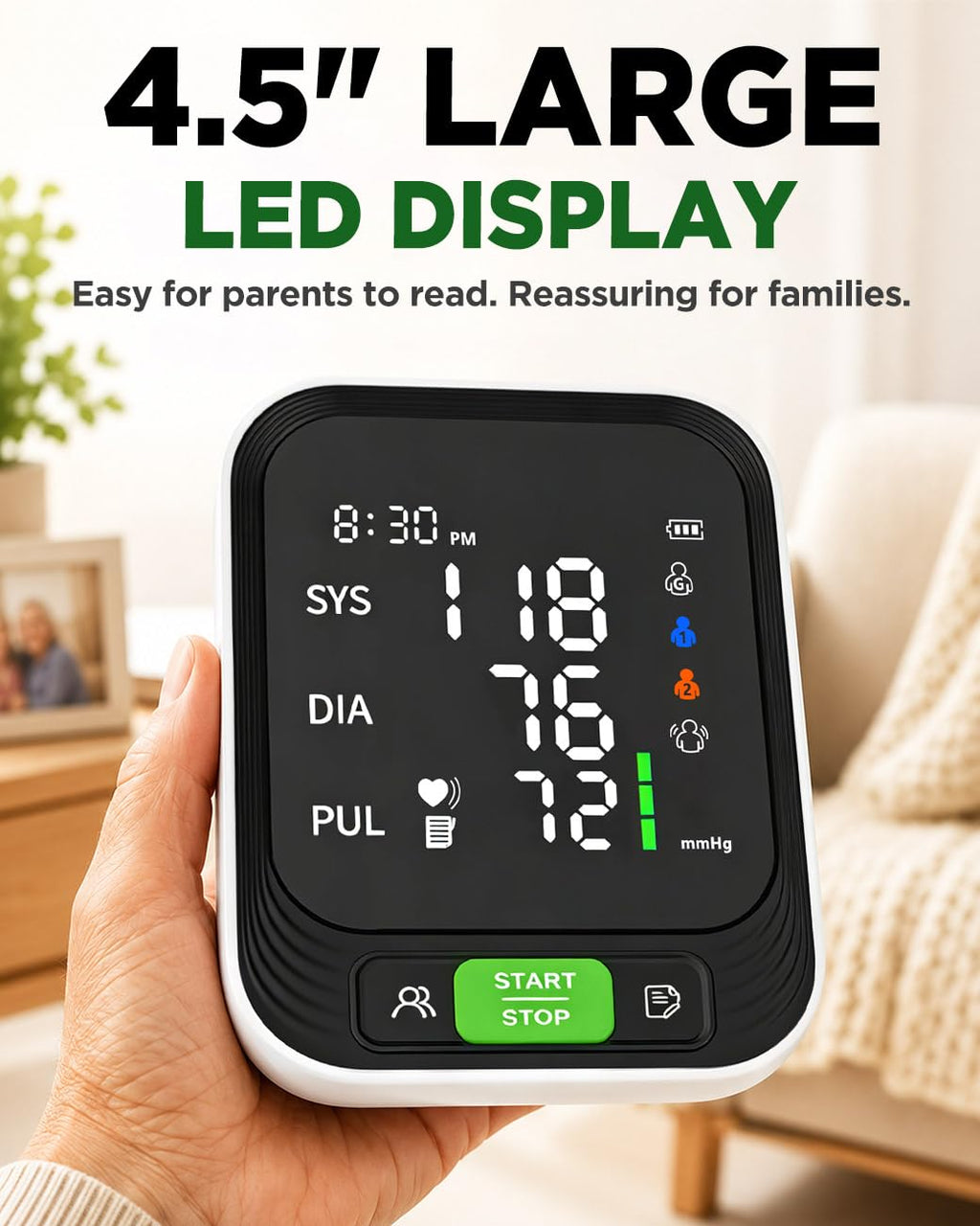 Upper Arm Blood Pressure Monitor with Large Cuff C520