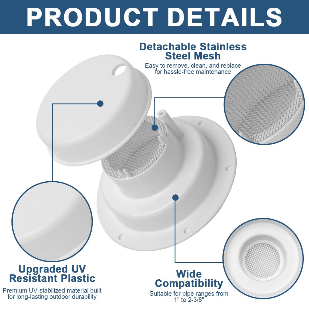 White 2 Pack RV Vent Covers T4481