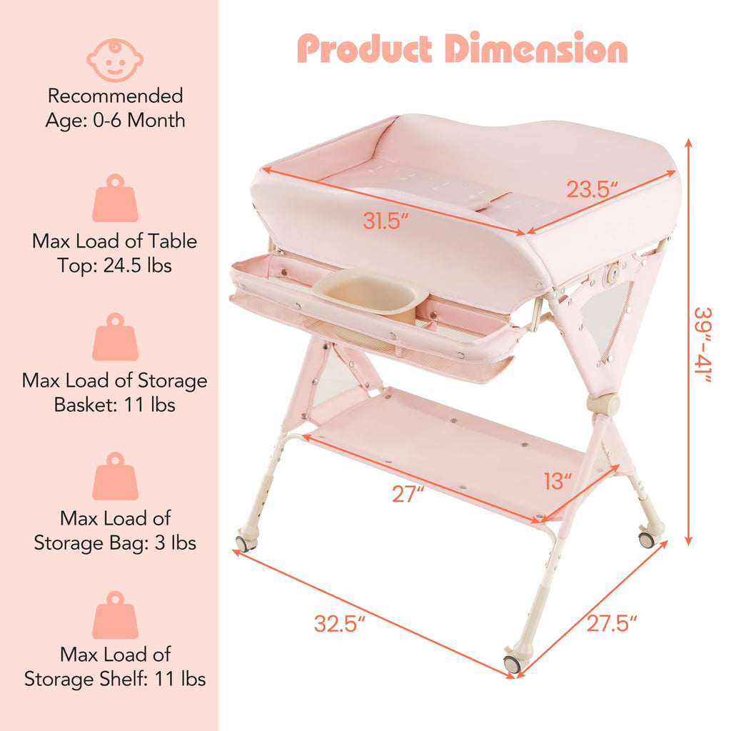 Portable Baby Changing Table with Wheels Q356
