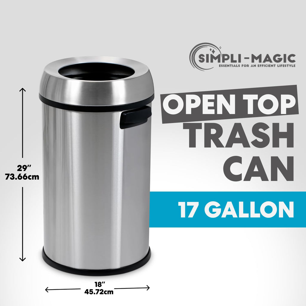 65 Liter Open Top Stainless Steel Trash Can K68587