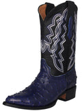 Blue Ostrich Quill Print Leather Western Cowboy Boots U800