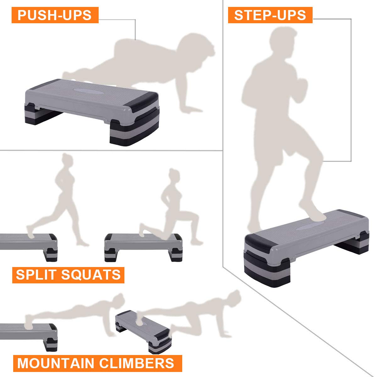 35" Height-Adjustable Non-Slip Aerobic Step Platform O2010