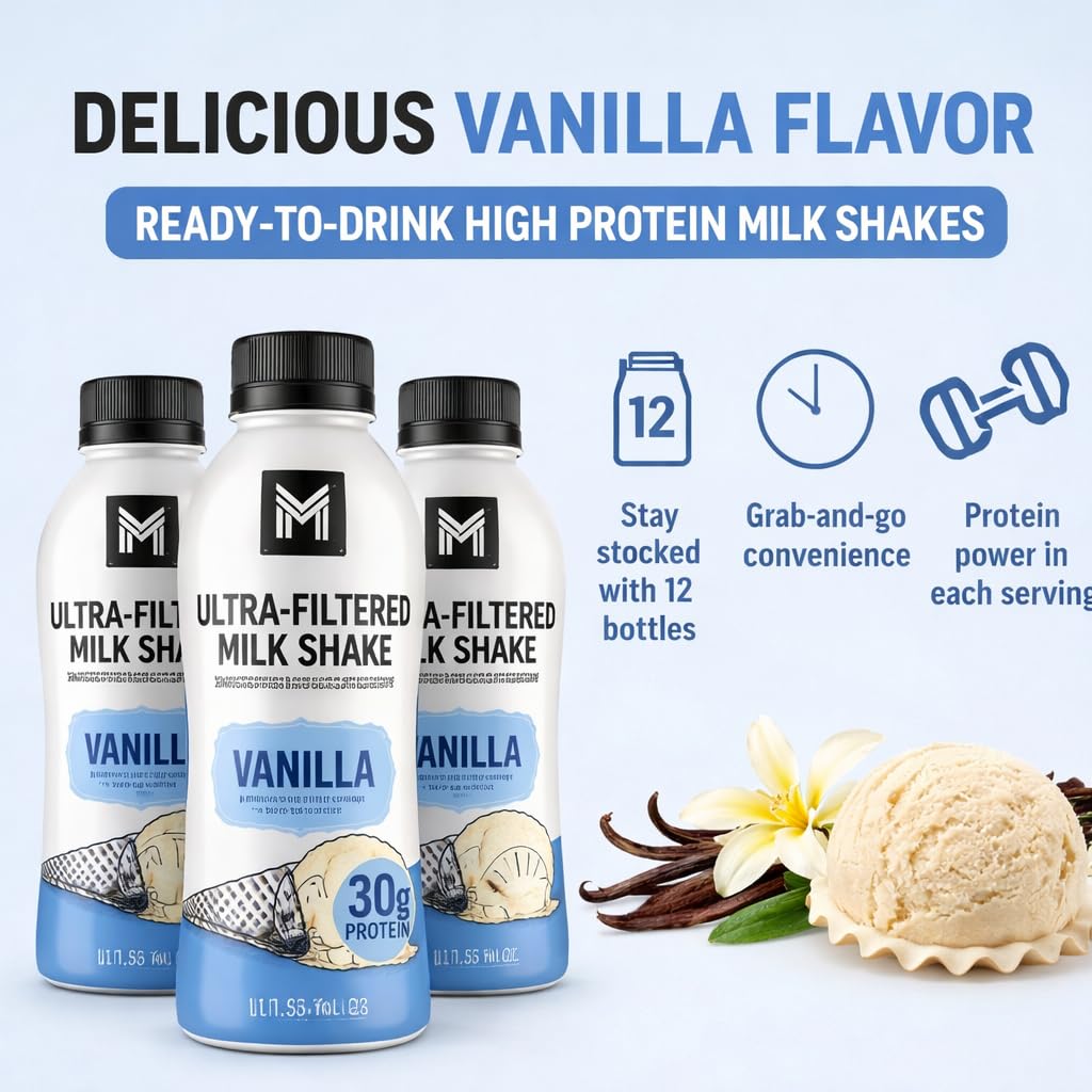 Vanilla Milk Shake, 12 Pack High Protein Shake, 30g Protein, 11.5 Fl Oz J2027
