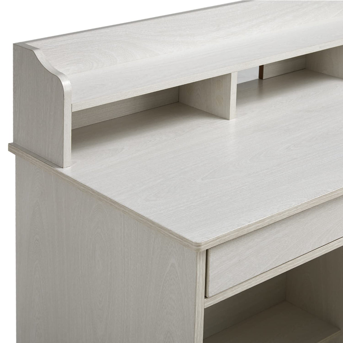Oak White Computer Desk with 4 Drawers and Hutch Shelf X146