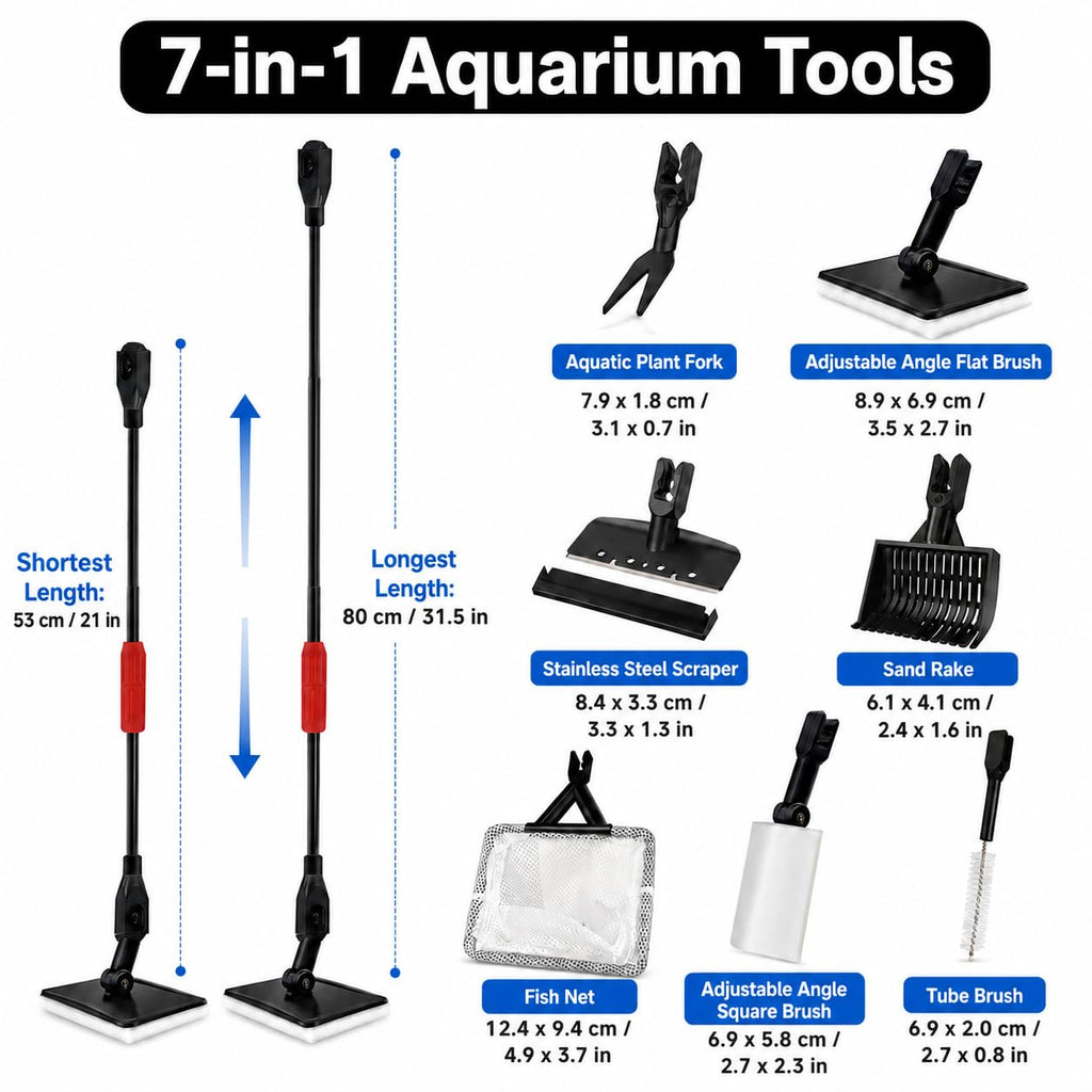 7 in 1 Aquarium Cleaning Kit with Adjustable Long Handle D37797