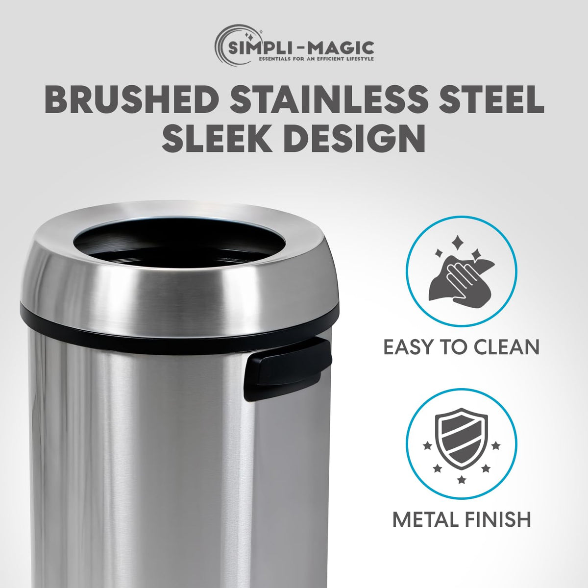 65 Liter Open Top Stainless Steel Trash Can K68587