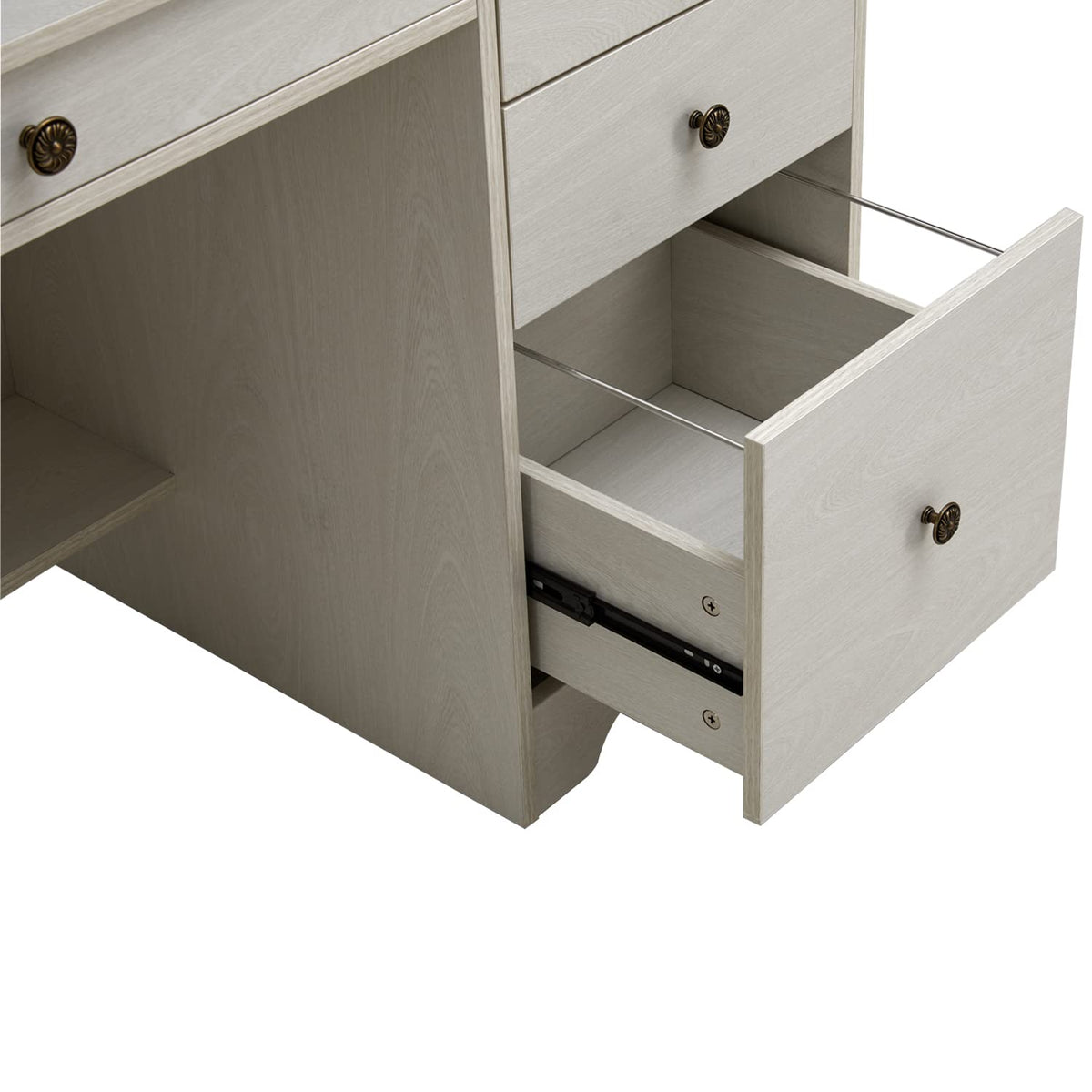 Oak White Computer Desk with 4 Drawers and Hutch Shelf X146