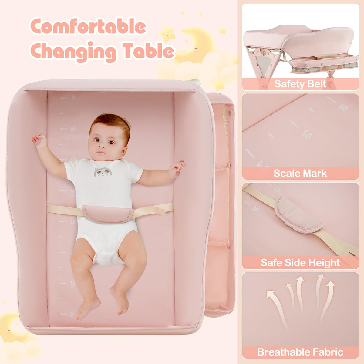 Portable Baby Changing Table with Wheels Q356