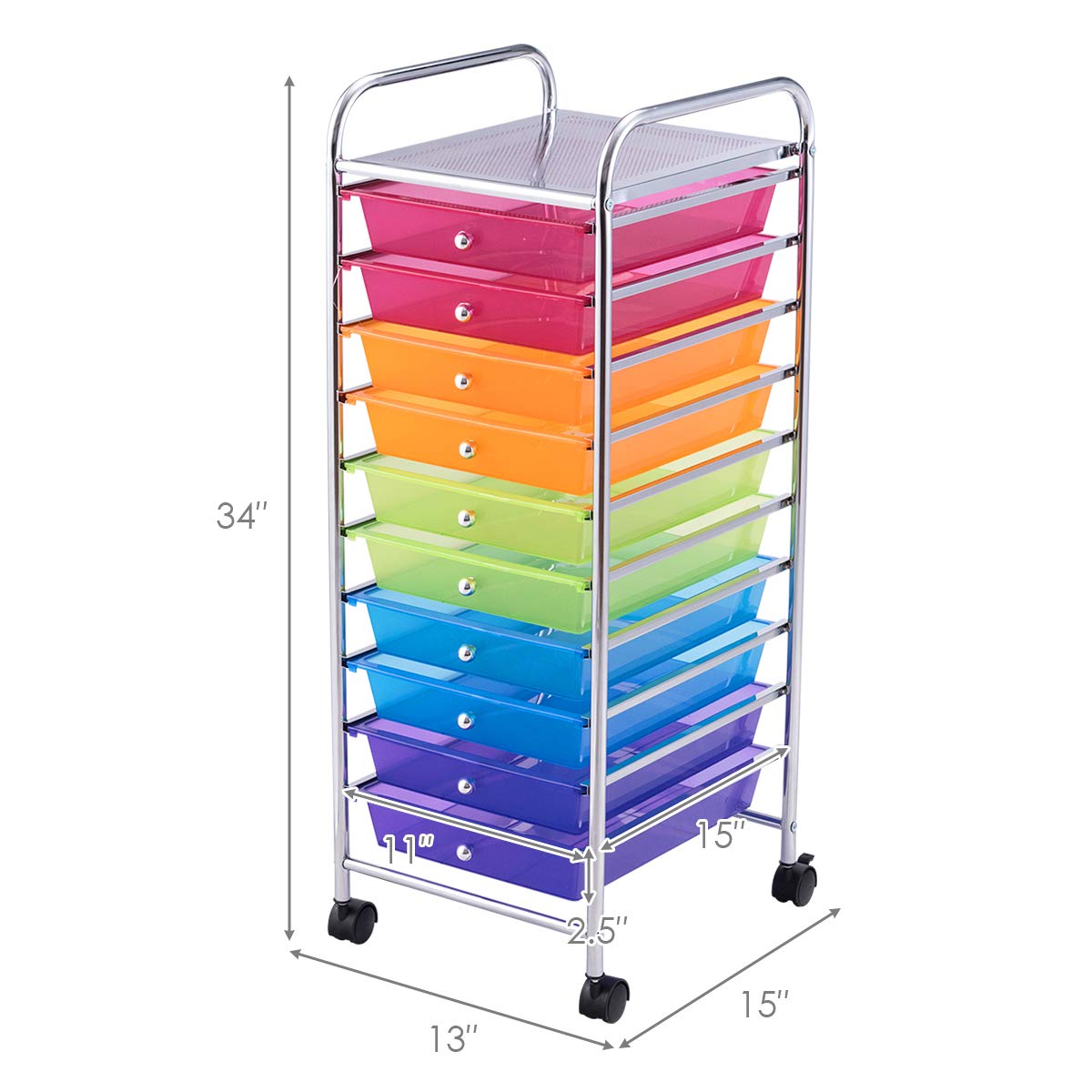 10 Drawer Rolling Storage Cart with Wheels Q433