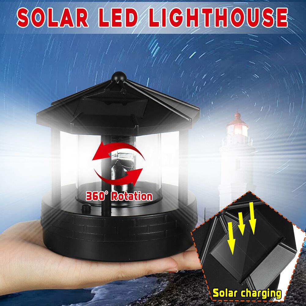 Solar Powered Rotatable LED Lighthouse F6886