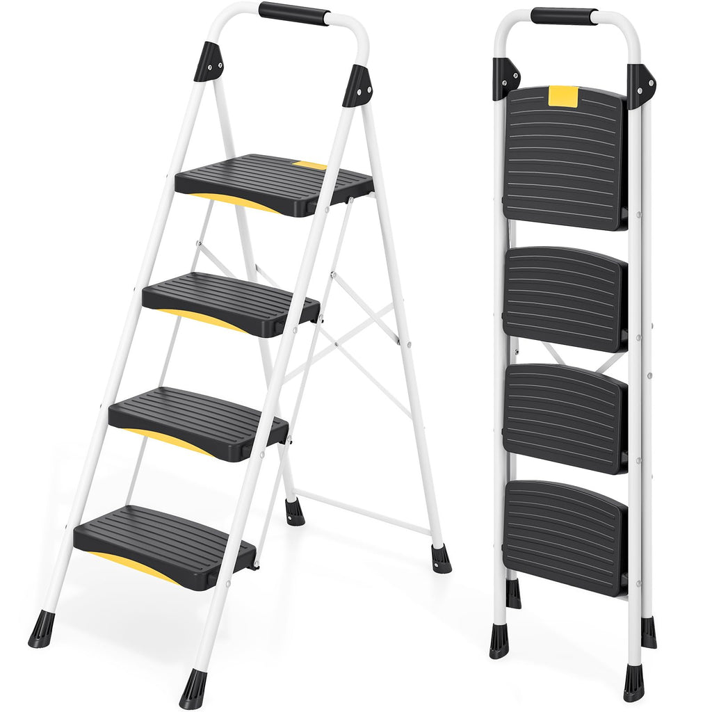 4 Step White Folding Step Stool R349