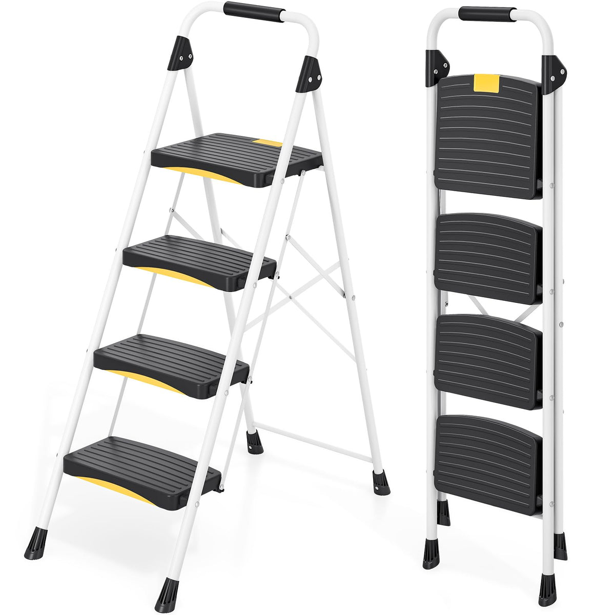 4 Step White Folding Step Stool R349
