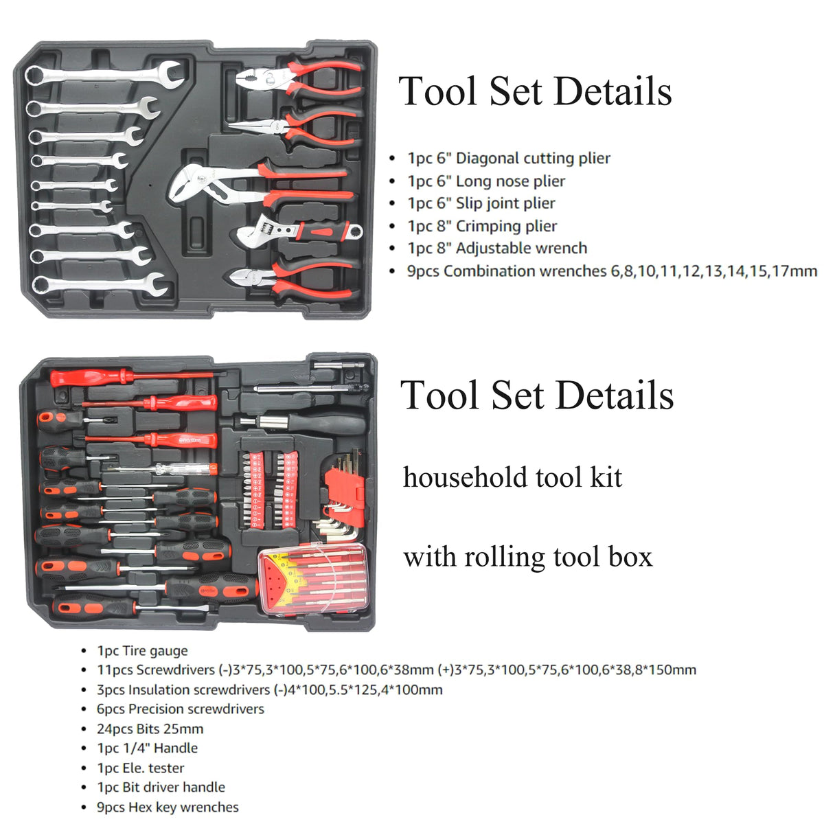 899-Piece Household Tool Set with Rolling Case V646