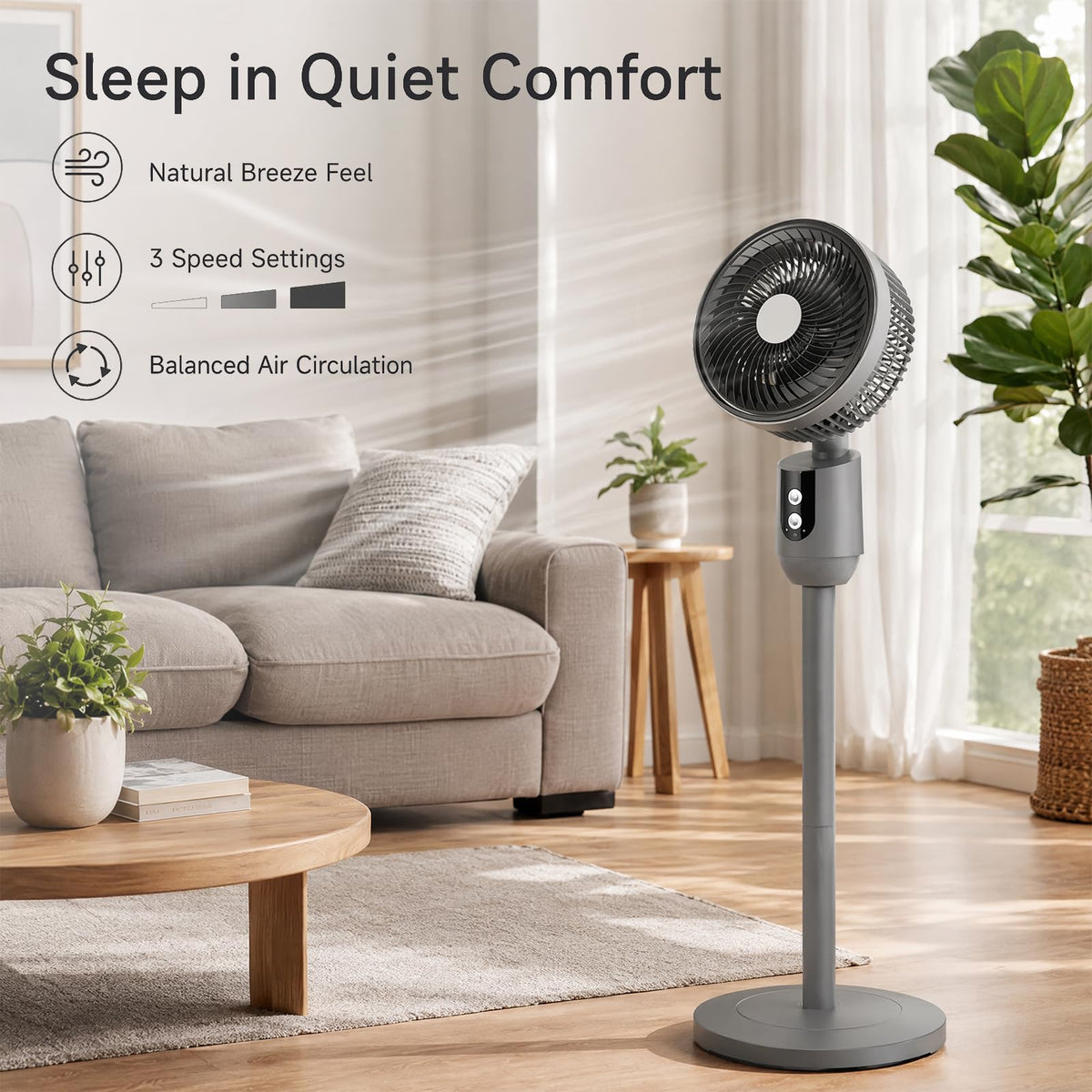 Super Quiet Adjustable Pedestal Fan D830