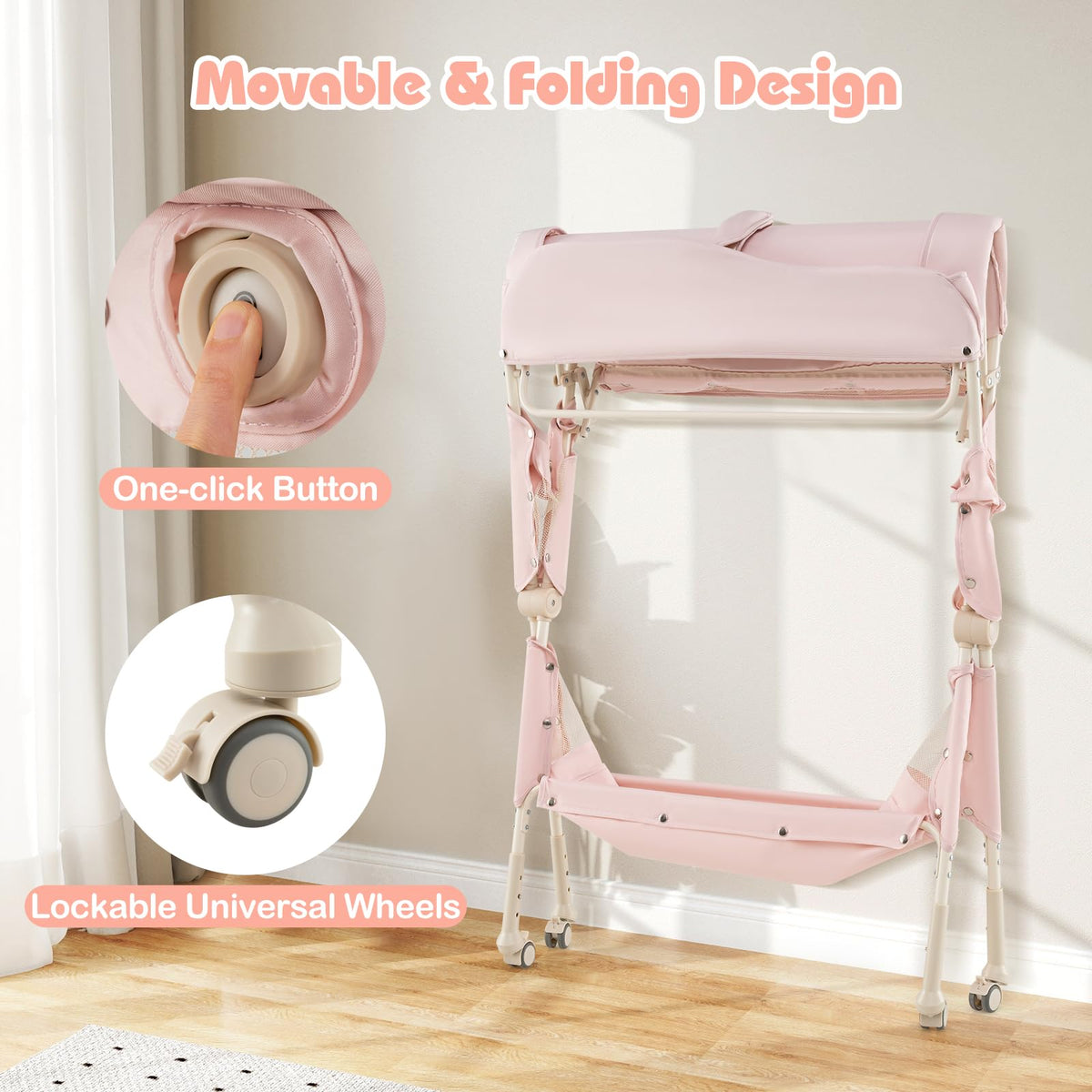 Portable Baby Changing Table with Wheels Q356