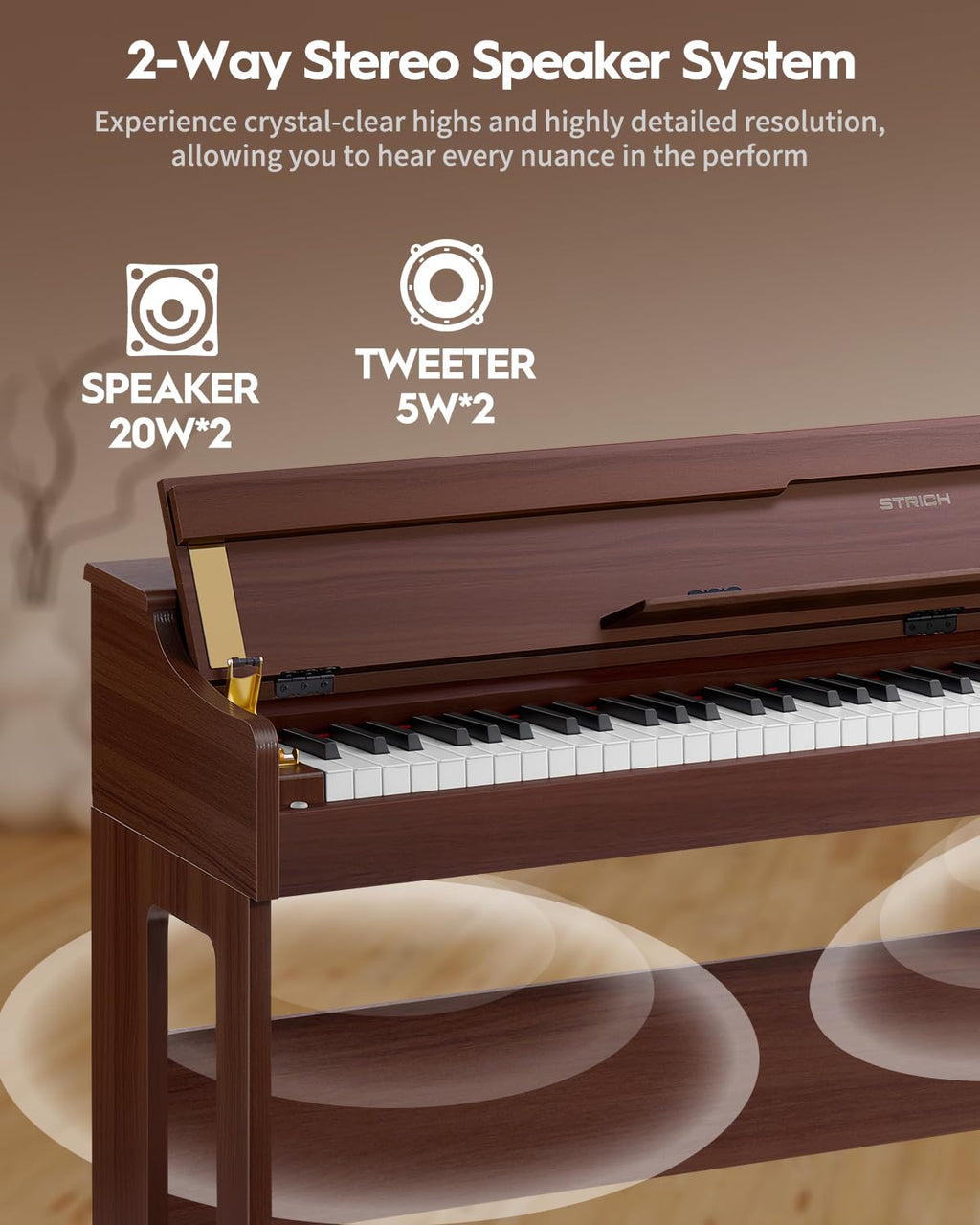 88 Keys Hammer-Action Fully Weighted Digital Piano with Furniture Stand Q2366