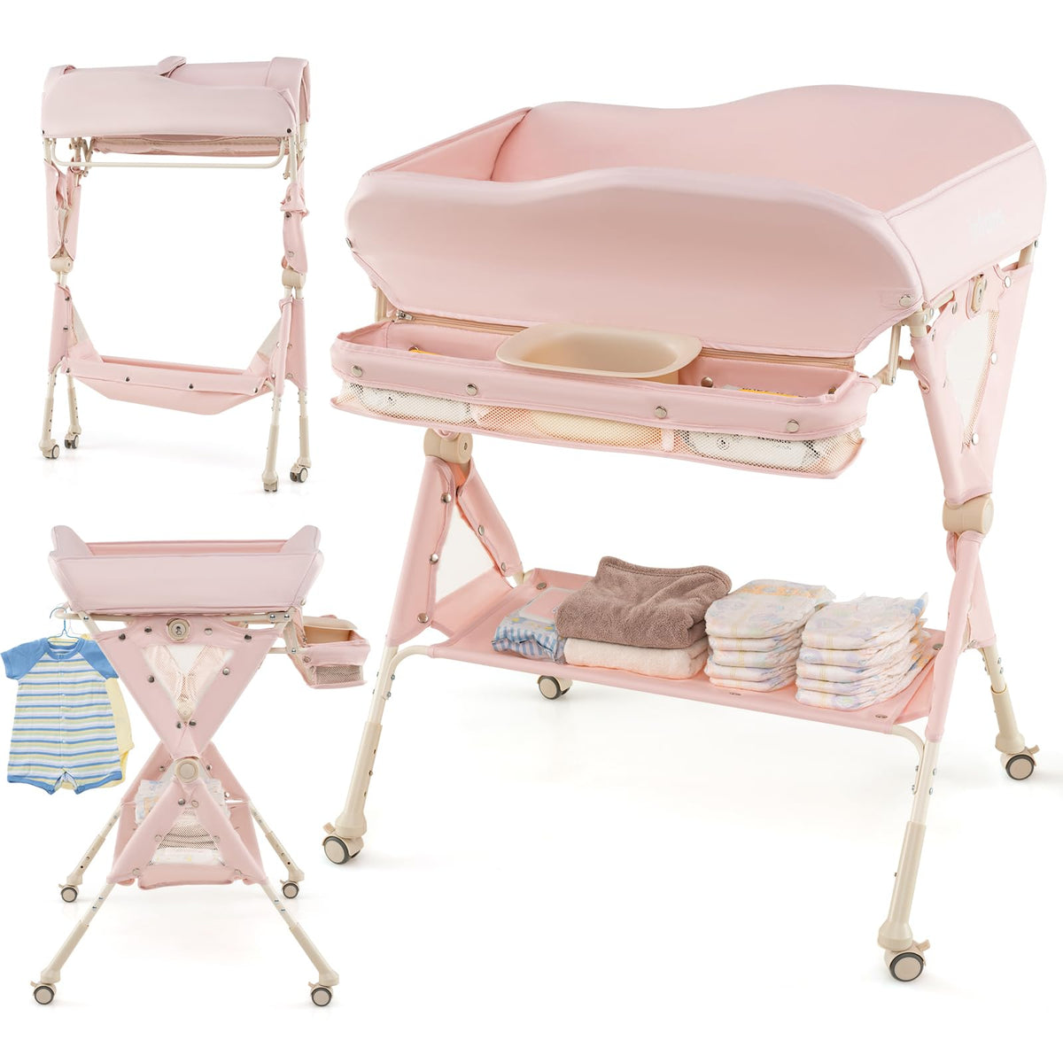 Portable Baby Changing Table with Wheels Q356