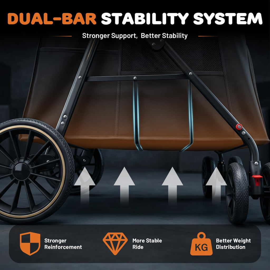 Foldable Pet Stroller up to 80 lbs with All-Terrain Wheels F156