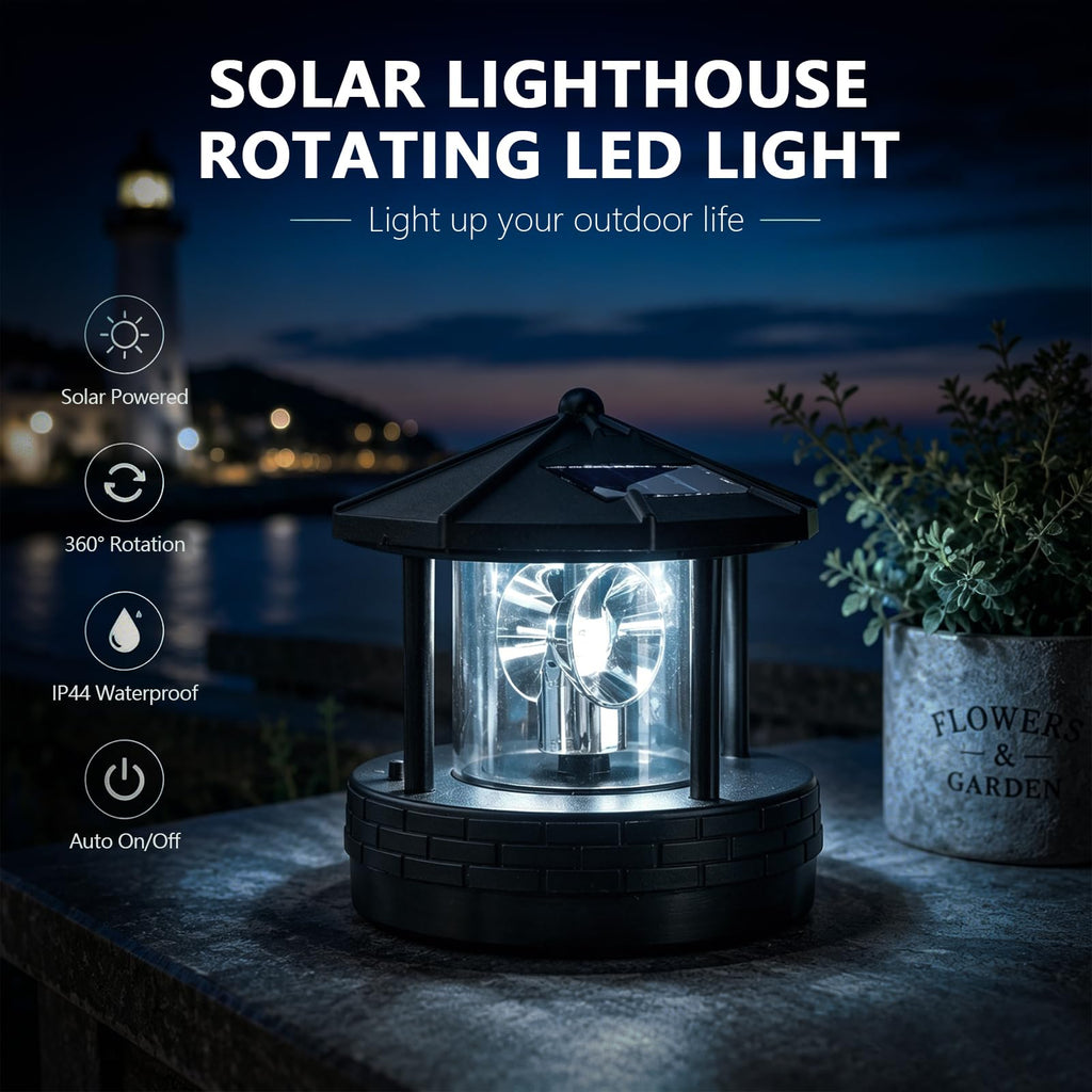 Solar Powered Rotatable LED Lighthouse F6886