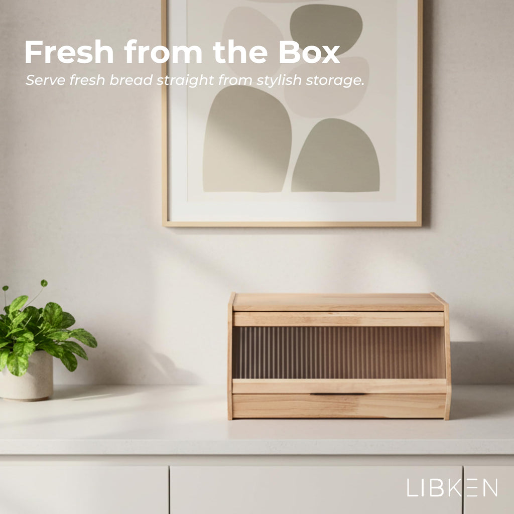 Wooden Bread Box with Plastic Lid P4376